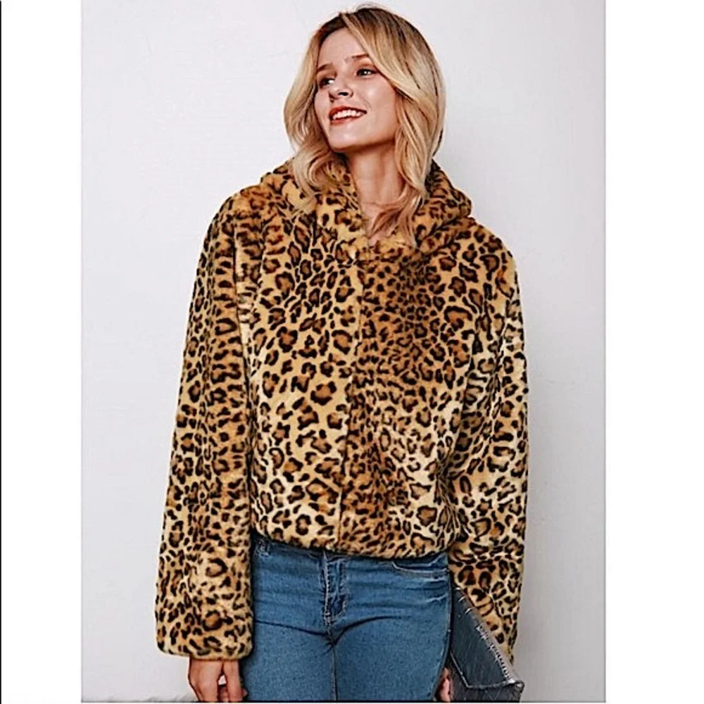 Leopard Faux Fur NWT Super Soft Hooded Coat - Picture 8 of 10